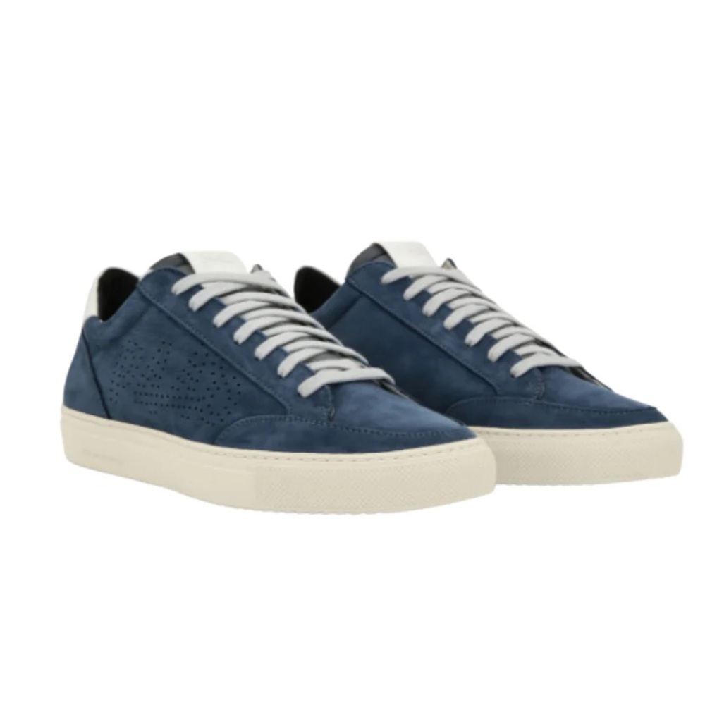 NIB P448 Men's Soho Jeans Navy Denim Blue Nubuck Leather Sneakers 11.5-12 EU 45